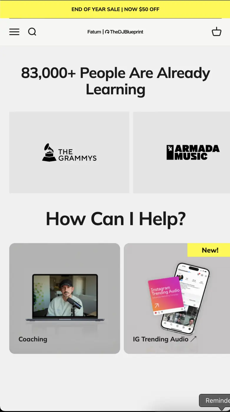 Digital learning landing page