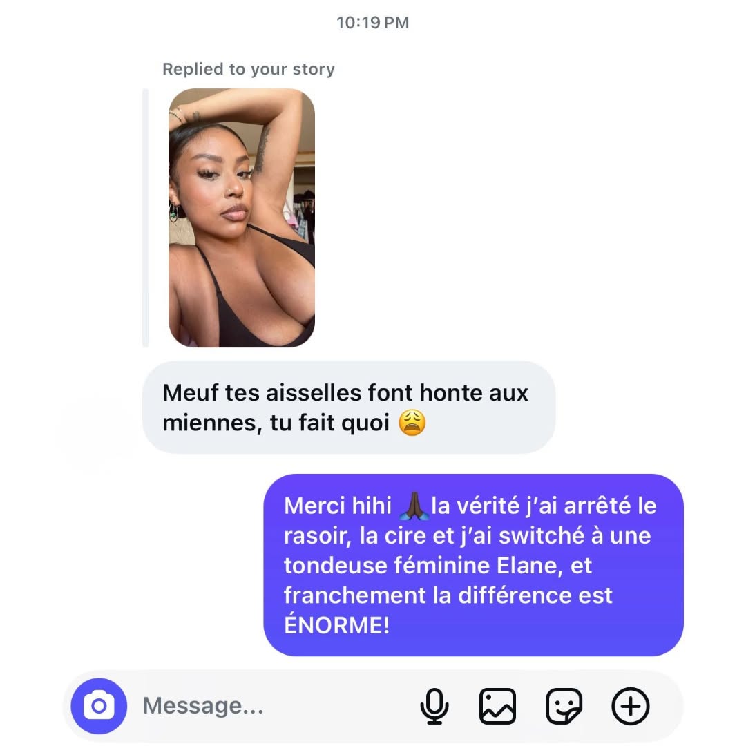 Élane direct-message proof ad
